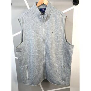 Vineyard Vines Fleece Lined Sweater Vest Full Zip Men's XXL Heather Gray Whale